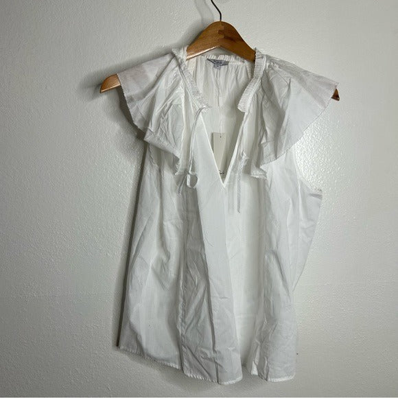 Rails Rails 100% Cotton Karysa White Flutter Sleeve Blouse in White - Cotton