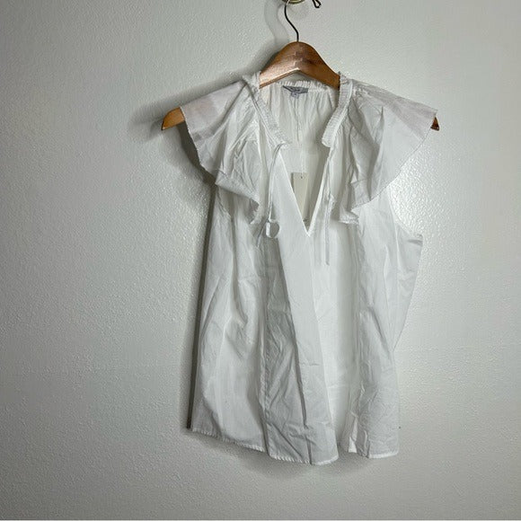 Rails Rails 100% Cotton Karysa White Flutter Sleeve Blouse in White - Cotton