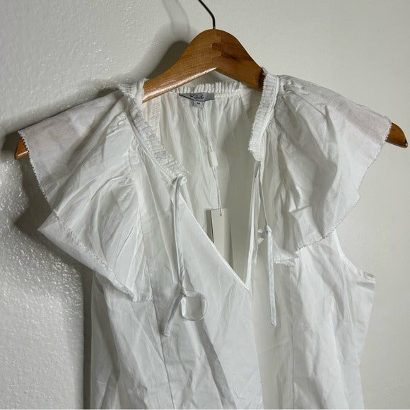 Rails Rails 100% Cotton Karysa White Flutter Sleeve Blouse in White - Cotton