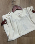 Nation LA 100% Cotton Mikka Gold Button Tank Top in Cream
