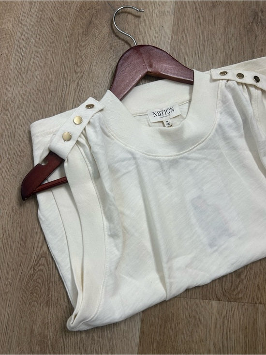 Nation LA 100% Cotton Mikka Gold Button Tank Top in Cream