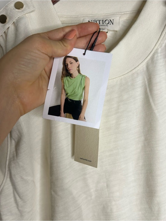 Nation LA 100% Cotton Mikka Gold Button Tank Top in Cream