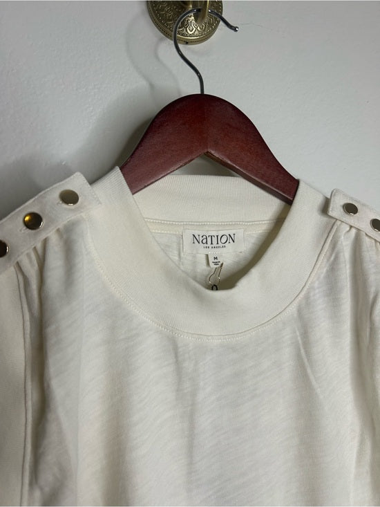 Nation LA 100% Cotton Mikka Gold Button Tank Top in Cream