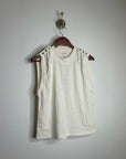 Nation LA 100% Cotton Mikka Gold Button Tank Top in Cream