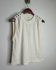 Nation LA 100% Cotton Mikka Gold Button Tank Top in Cream