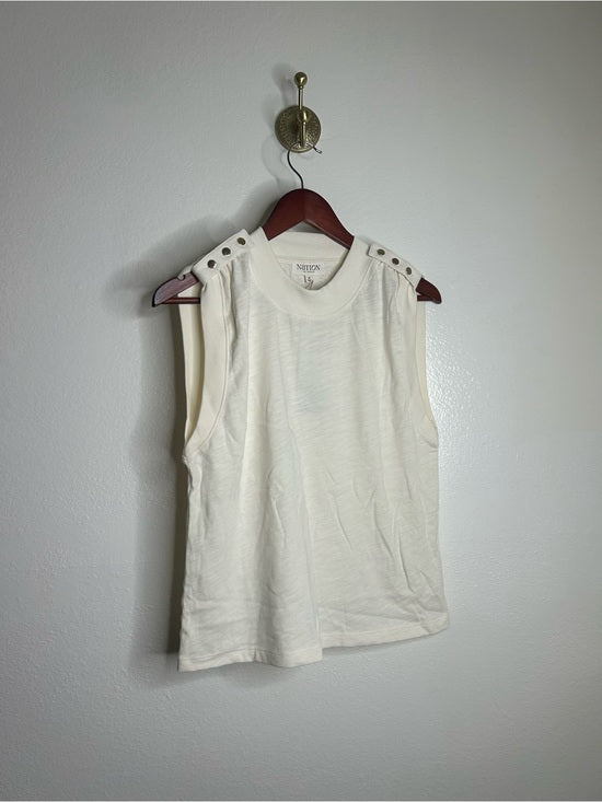 Nation LA 100% Cotton Mikka Gold Button Tank Top in Cream