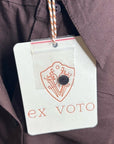 Ex Voto 100% Cotton Chocolate Brown Button Down Long Sleeve Blouse