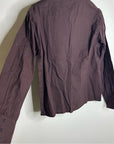 Ex Voto 100% Cotton Chocolate Brown Button Down Long Sleeve Blouse