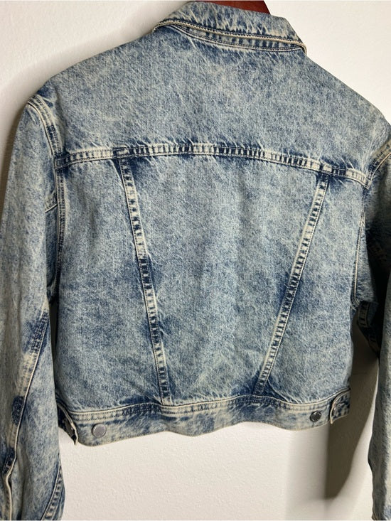 AG 100% Cotton Rigid Denim Acid Wash Cropped Trucker Style Jacket