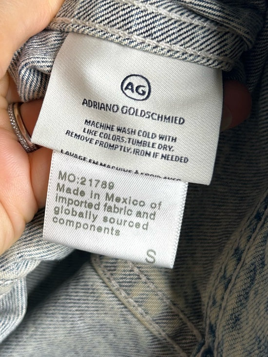 AG 100% Cotton Rigid Denim Acid Wash Cropped Trucker Style Jacket