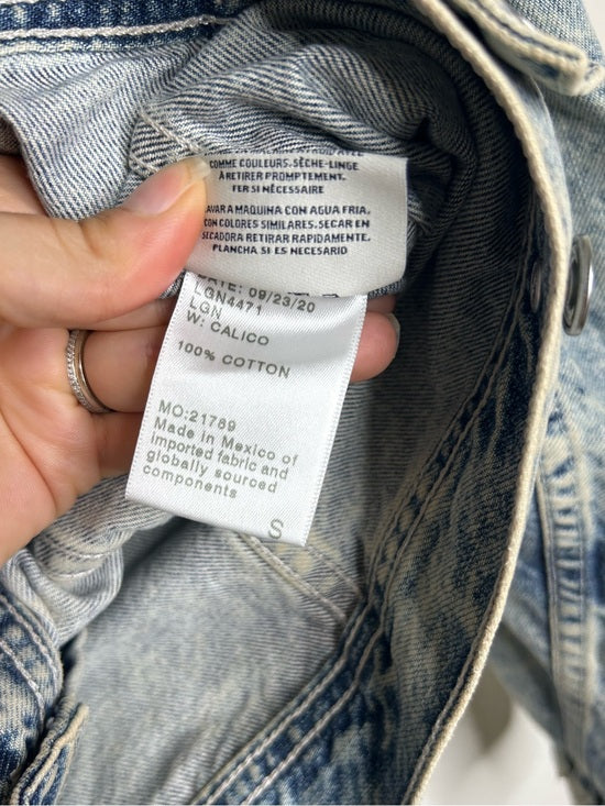 AG 100% Cotton Rigid Denim Acid Wash Cropped Trucker Style Jacket
