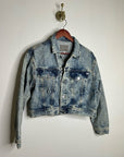 AG 100% Cotton Rigid Denim Acid Wash Cropped Trucker Style Jacket
