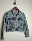 AG 100% Cotton Rigid Denim Acid Wash Cropped Trucker Style Jacket