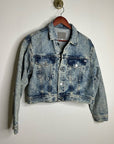 AG 100% Cotton Rigid Denim Acid Wash Cropped Trucker Style Jacket