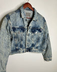 AG 100% Cotton Rigid Denim Acid Wash Cropped Trucker Style Jacket