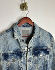 AG 100% Cotton Rigid Denim Acid Wash Cropped Trucker Style Jacket