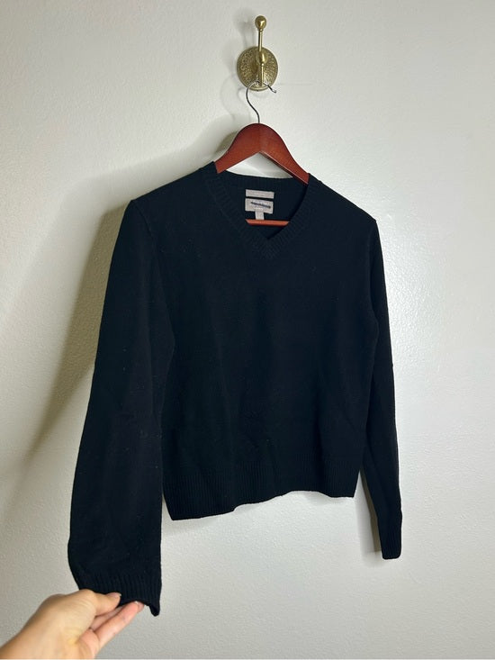 J. Crew 100% Cashmere High V - Neck Black Lightweight Sweater