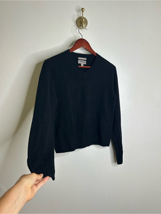 J. Crew 100% Cashmere High V - Neck Black Lightweight Sweater