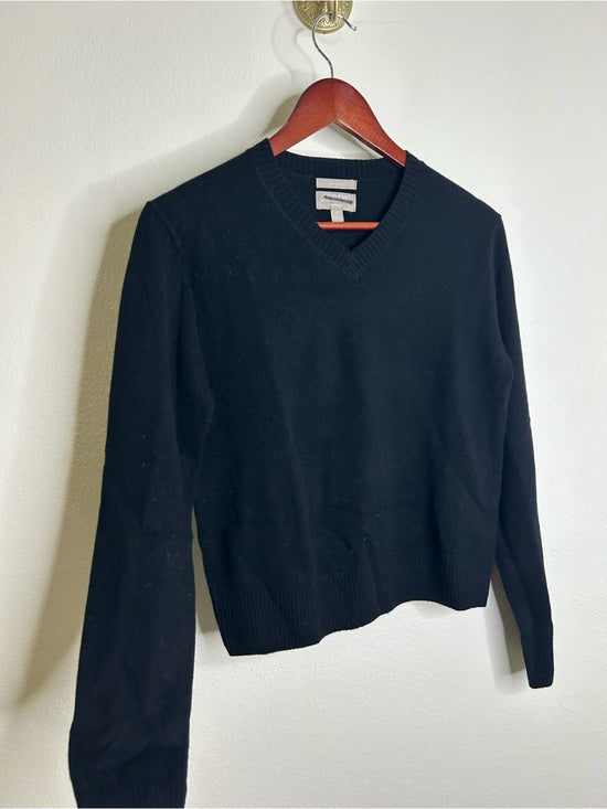 J. Crew 100% Cashmere High V - Neck Black Lightweight Sweater