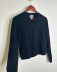 J. Crew 100% Cashmere High V - Neck Black Lightweight Sweater