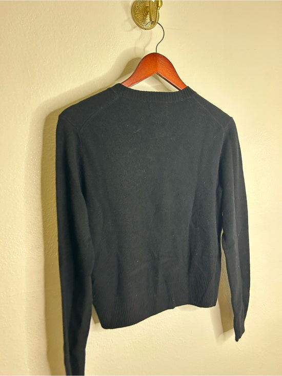 J. Crew 100% Cashmere High V - Neck Black Lightweight Sweater