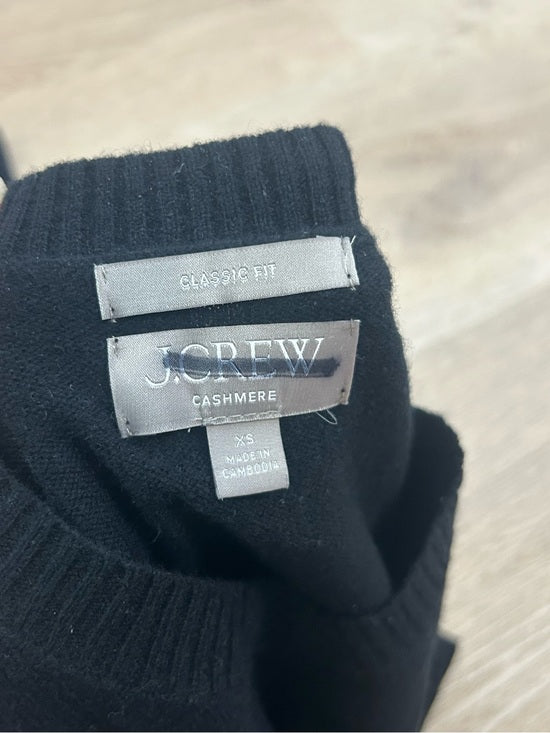 J. Crew 100% Cashmere High V - Neck Black Lightweight Sweater