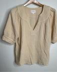 Honorine 100% Cotton Gauze Short Sleeve Puff Sleeve Top