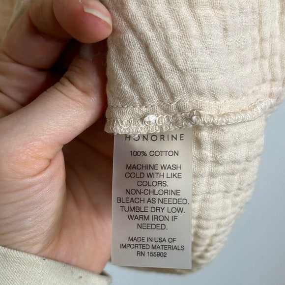 Honorine 100% Cotton Gauze Short Sleeve Puff Sleeve Top