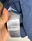 Tommy Bahama 100% Linen Navy Blue Short Sleeve Collared Button Down Top