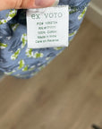 Ex - Voto 100% Cotton Blue Block Print Bohemian Iris Sundress Maxi Flowy