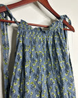Ex - Voto 100% Cotton Blue Block Print Bohemian Iris Sundress Maxi Flowy