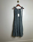 Ex - Voto 100% Cotton Blue Block Print Bohemian Iris Sundress Maxi Flowy