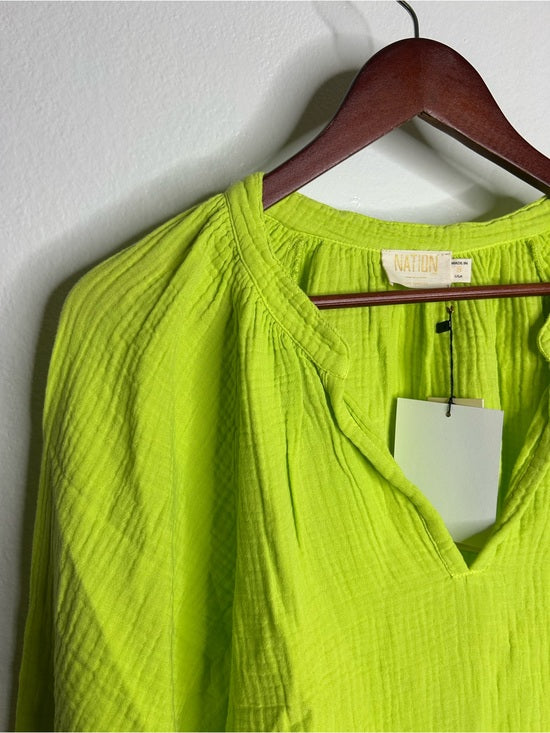Nation LA 100% Cotton Gauze Bright Green Peasant Style Mimi Blouse