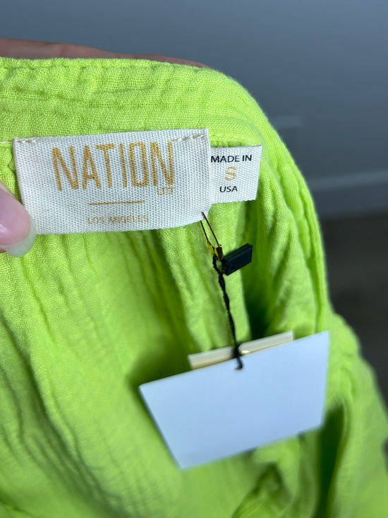 Nation LA 100% Cotton Gauze Bright Green Peasant Style Mimi Blouse