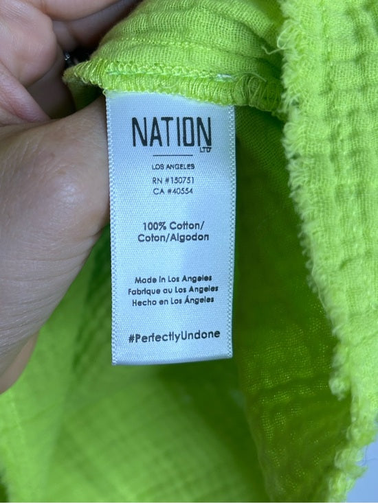 Nation LA 100% Cotton Gauze Bright Green Peasant Style Mimi Blouse