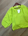 Nation LA 100% Cotton Gauze Bright Green Peasant Style Mimi Blouse