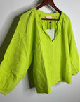 Nation LA 100% Cotton Gauze Bright Green Peasant Style Mimi Blouse