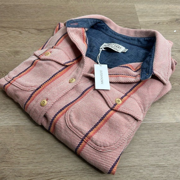 Outerknown Outerknown 100% Organic Cotton Pink Striped Button Down Blanket Shirt - Cotton