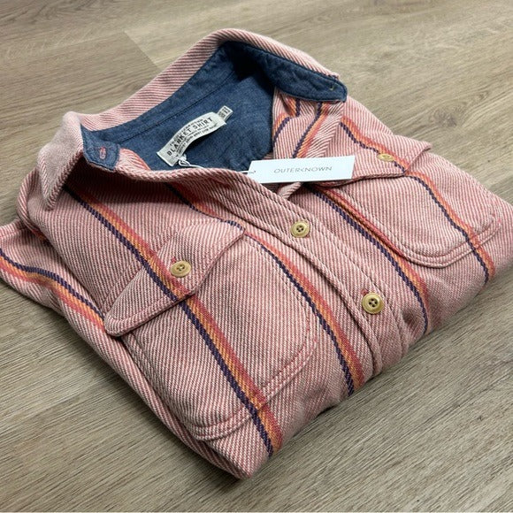Outerknown Outerknown 100% Organic Cotton Pink Striped Button Down Blanket Shirt - Cotton