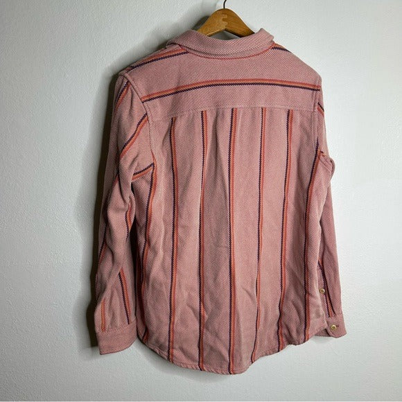 Outerknown 100% Organic Cotton Pink Striped Button Down Blanket Shirt