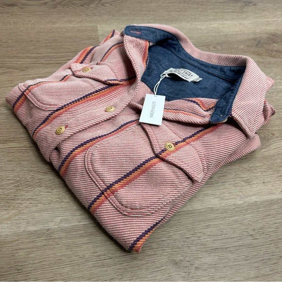 Outerknown Outerknown 100% Organic Cotton Pink Striped Button Down Blanket Shirt - Cotton