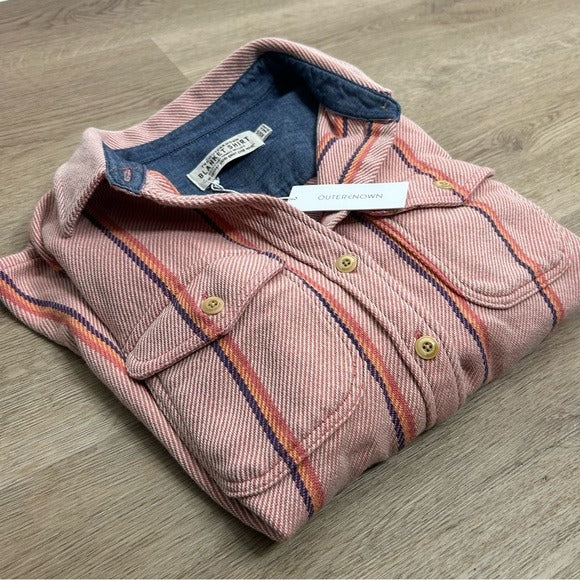 Outerknown Outerknown 100% Organic Cotton Pink Striped Button Down Blanket Shirt - Cotton