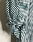 MIRTH 100% Cotton Green Gingham Short Sleeve Oversized Tunic Blouse