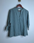 MIRTH 100% Cotton Green Gingham Short Sleeve Oversized Tunic Blouse