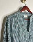 MIRTH 100% Cotton Green Gingham Short Sleeve Oversized Tunic Blouse