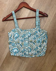 Rachel Zoe 100% Linen Blue Paisley Peacock Print Button Down Tank Top