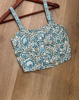 Rachel Zoe 100% Linen Blue Paisley Peacock Print Button Down Tank Top