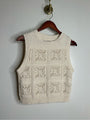 Lucky Brand 100% Cotton Cream Crochet Bobble Knit Sweater Tank Top