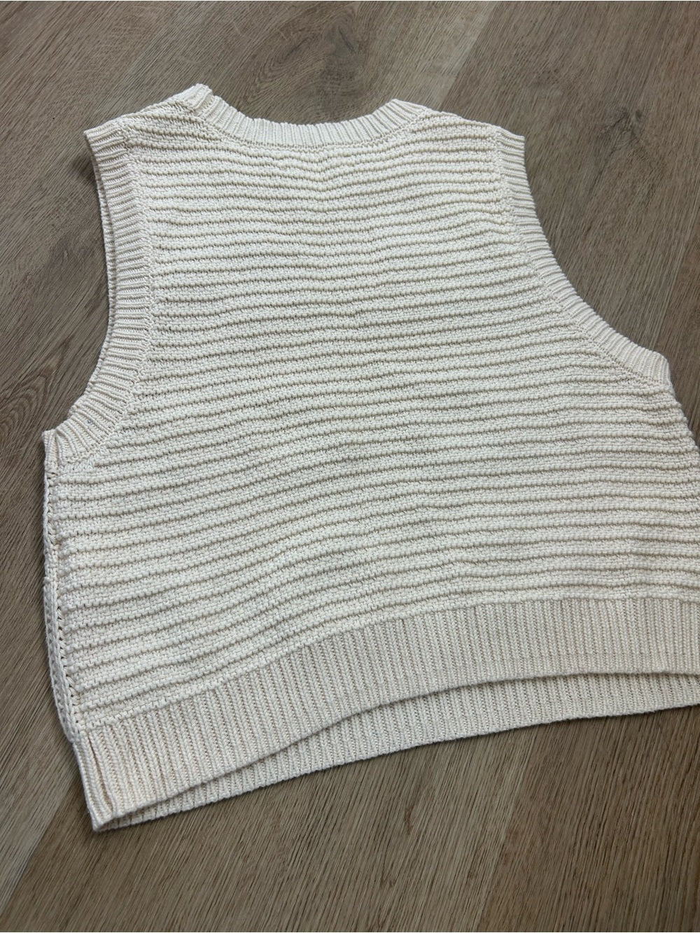 Lucky Brand 100% Cotton Cream Crochet Bobble Knit Sweater Tank Top