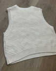 Lucky Brand 100% Cotton Cream Crochet Bobble Knit Sweater Tank Top